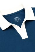 IVAR Ink Blue Contrast J/C Polo - Collar Close-Up Detail - IVAR Clothing