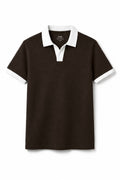 IVAR Chocolate Brown Contrast J/C Polo - Front View - IVAR Clothing