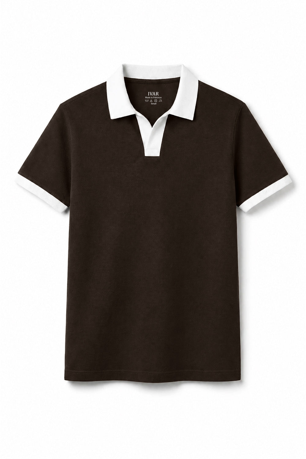 IVAR Chocolate Brown Contrast J/C Polo - Front View - IVAR Clothing