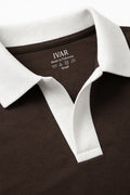 IVAR Brown Contrast J/C Polo - Collar Close-Up Detail - IVAR Clothing