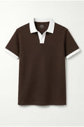 IVAR Brown Contrast J/C Polo - Front Flat Lay - IVAR Clothing