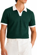 IVAR Pine Groove Contrast J/C Polo - Model Wearing, Front View - IVAR Clothing