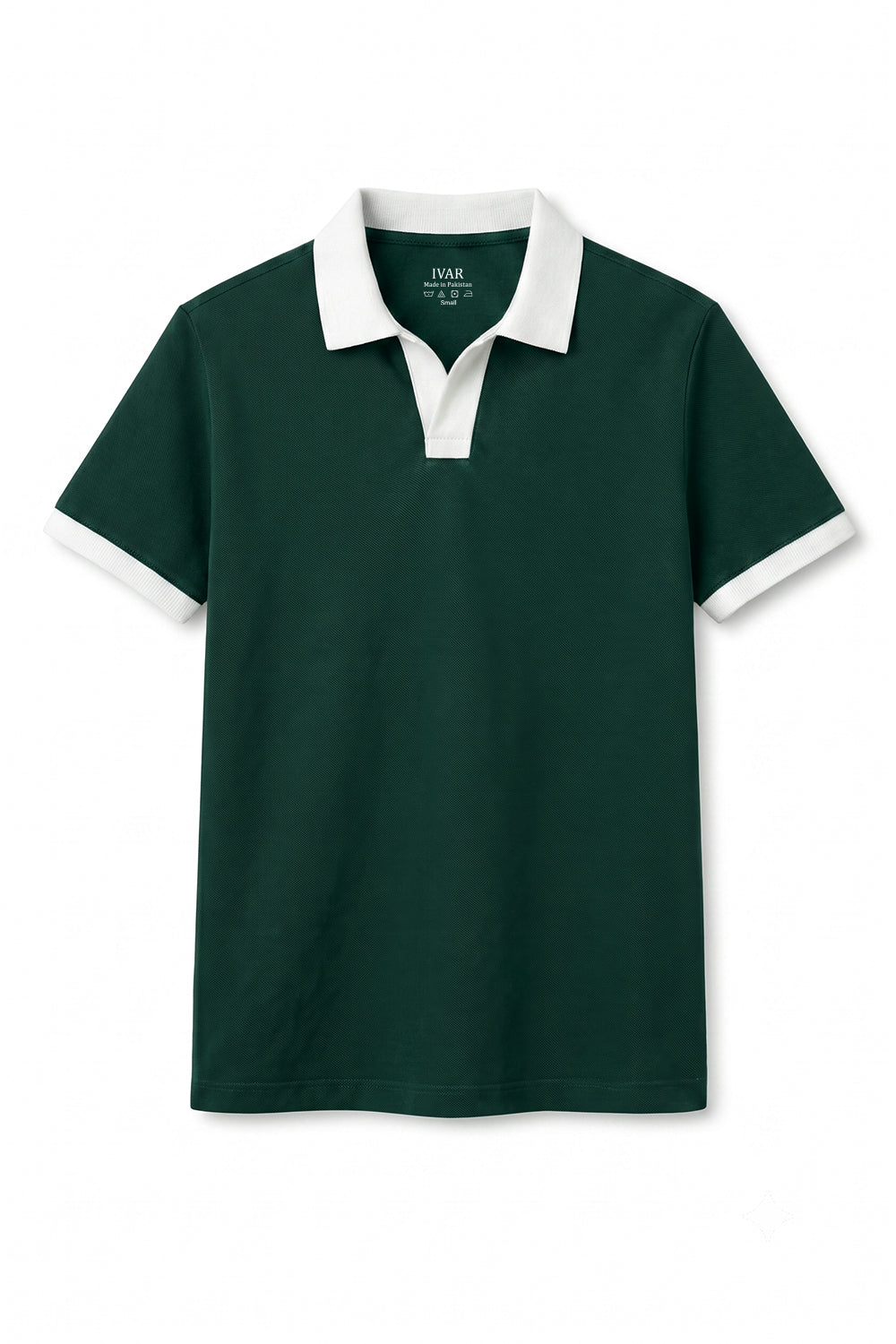 IVAR Pine Groove Contrast J/C Polo - Front Flat Lay - IVAR Clothing