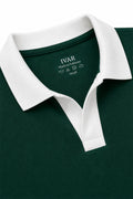 IVAR Pine Groove Contrast J/C Polo - Collar Close-Up Detail - IVAR Clothing