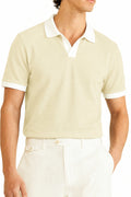 IVAR Milkmatcha Contrast J/C Polo - Model Wearing, Front View - IVAR Clothing