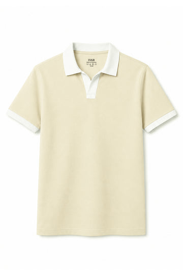 IVAR Milkmatcha Contrast J/C Polo - Front Flat Lay - IVAR Clothing
