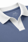 IVAR Pastel Blue Contrast J/C Polo - Collar Close-Up Detail - IVAR Clothing