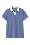 IVAR Pastel Blue Contrast J/C Polo - Front Flat Lay - IVAR Clothing