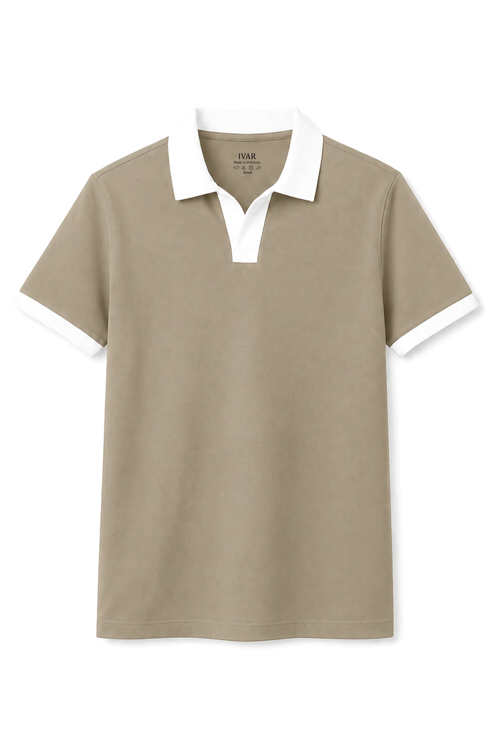 IVAR Stone Contrast J/C Polo - Front Flat Lay - IVAR Clothing