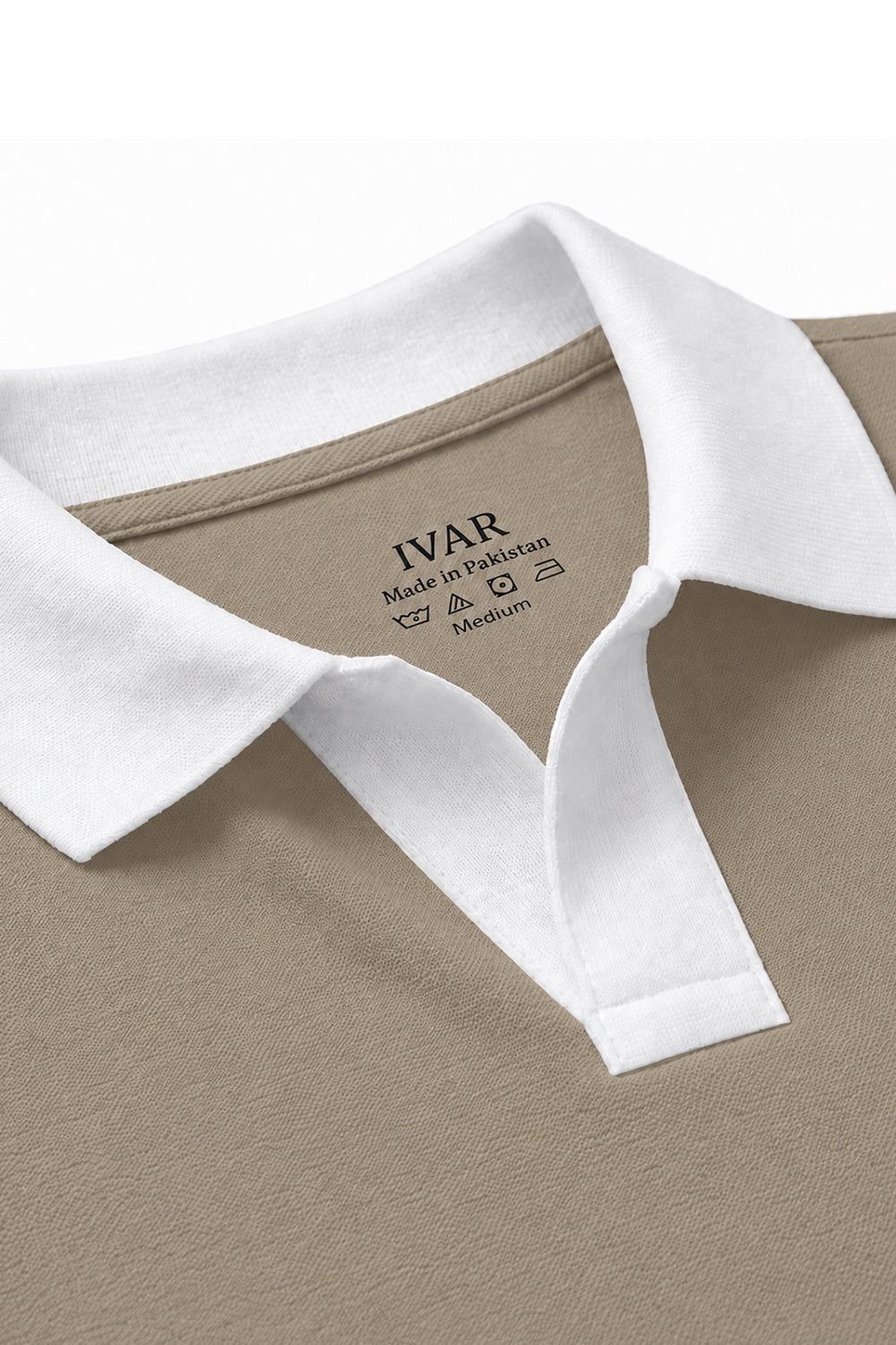 IVAR Stone Contrast J/C Polo - Collar Close-Up Detail - IVAR Clothing