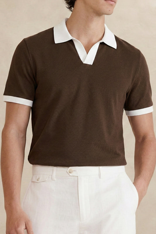 IVAR® chocolate brown  contrast J/C Polo