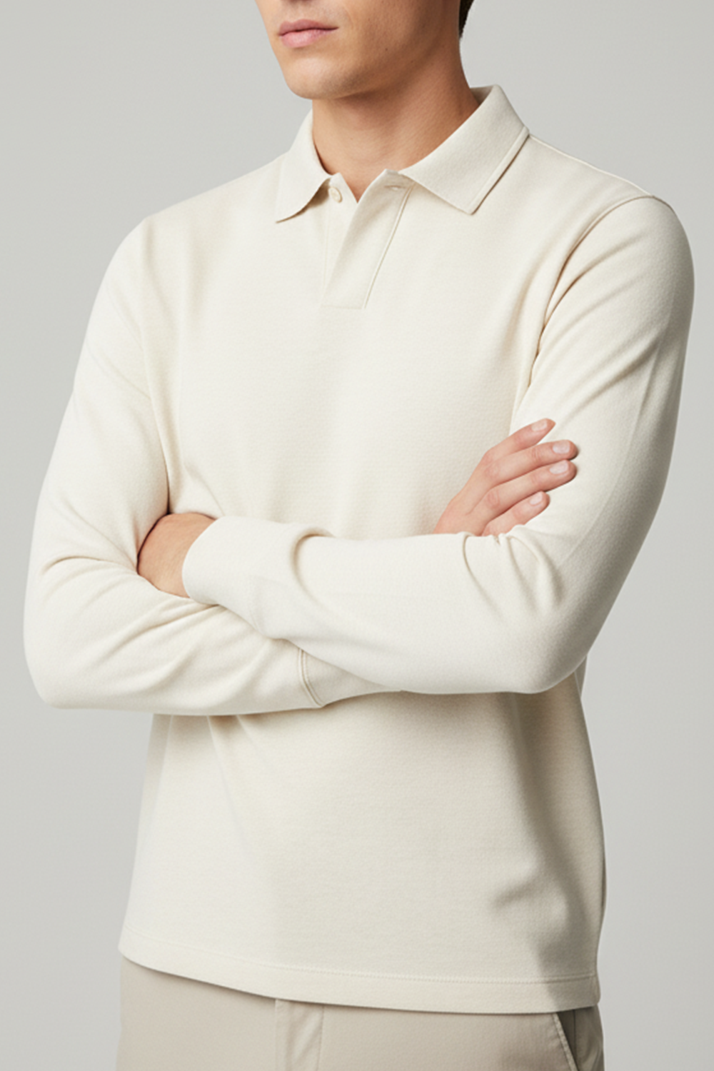 IVAR® Cream Full Sleeve Johnny Collar Polo