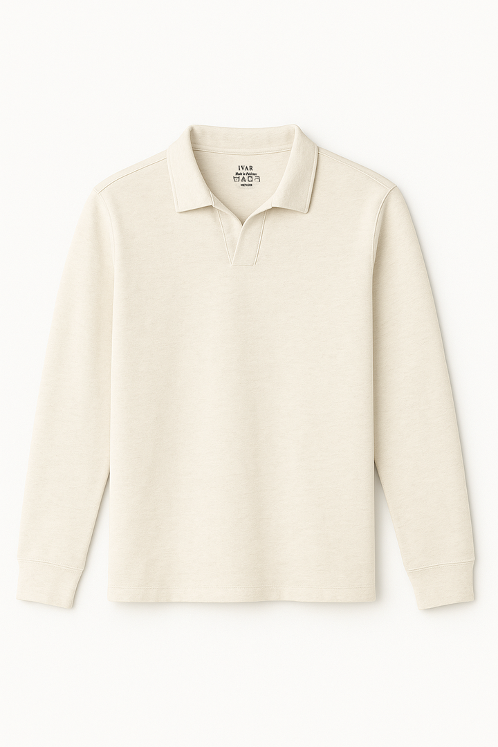 IVAR® Cream Full Sleeve Johnny Collar Polo