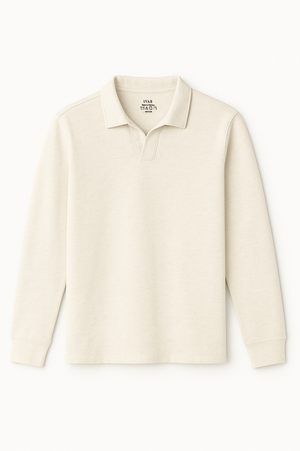 IVAR® Cream Full Sleeve Johnny Collar Polo