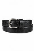 Ivar Black Croc Embossed Leather Belt - Full Coiled View - IVAR Clothing
