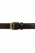 Ivar Brown Croc Embossed Leather Belt - Full Length Flat Lay - IVAR Clothing