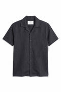 IVAR Charcoal Cuban Collar Linen Shirt - Front View - IVAR Clothing