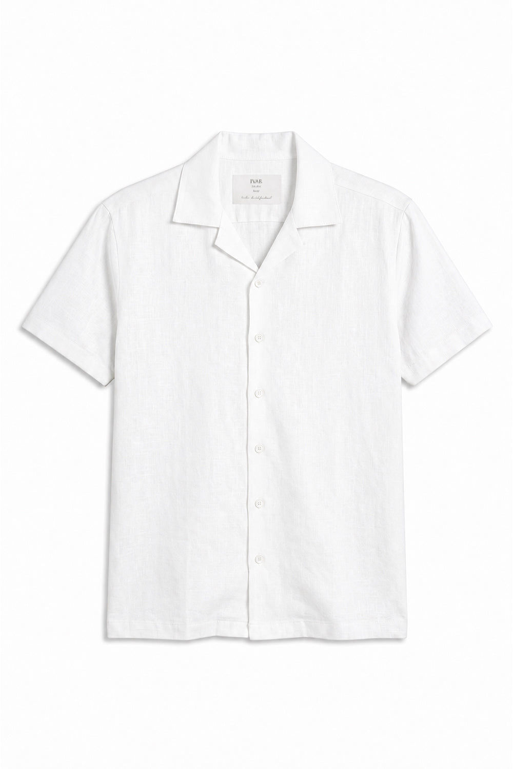 IVAR White Cuban Collar Linen Shirt - Front View - IVAR Clothing