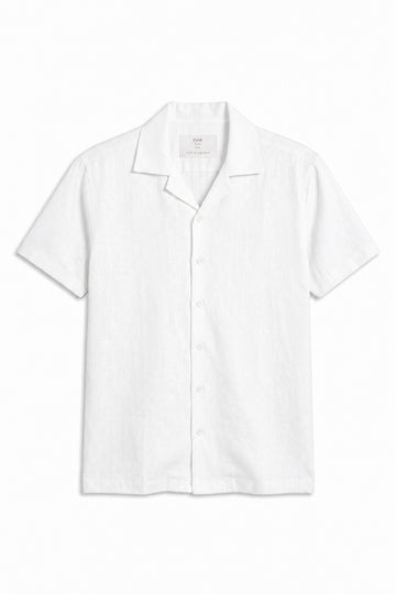 IVAR White Cuban Collar Linen Shirt - Front View - IVAR Clothing