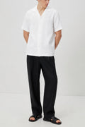 IVAR White Cuban Collar Linen Shirt - Model Wearing - IVAR Clothing