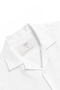 IVAR White Cuban Collar Linen Shirt - Close-Up Collar Detail - IVAR Clothing