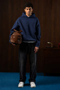 IVAR Navy Culture Heavy Fleece Hoodie – navy heavy fleece hoodie, view 2