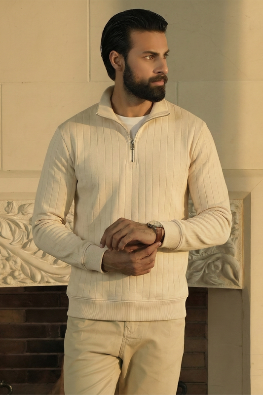 IVAR® Off White Scuba Drop Needle Quarter Zipper