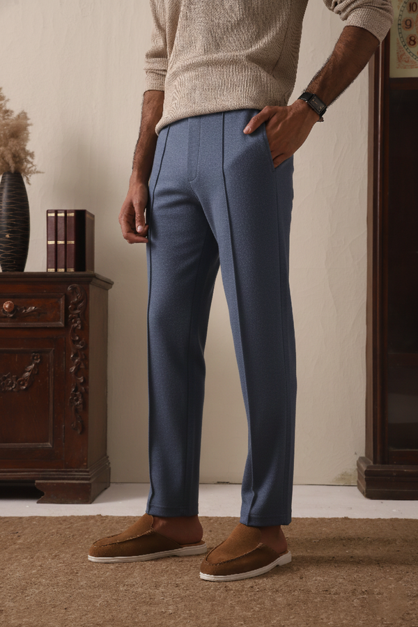 IVAR® Denim Blue Stapered Knitted Pants