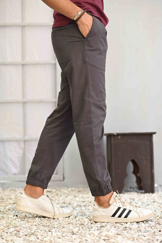 Charcoal AO Chino Pant closed cuff bottom (Cotton Twill Stretch Fabric)