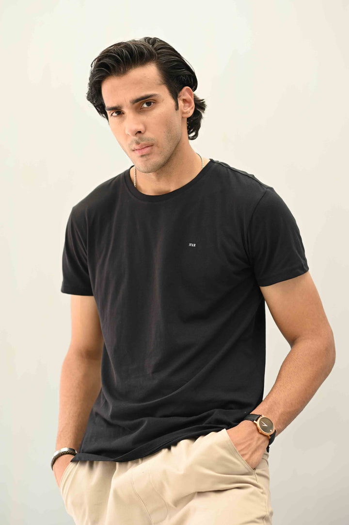 Basic Black T Shirt (100% Combed Cotton)