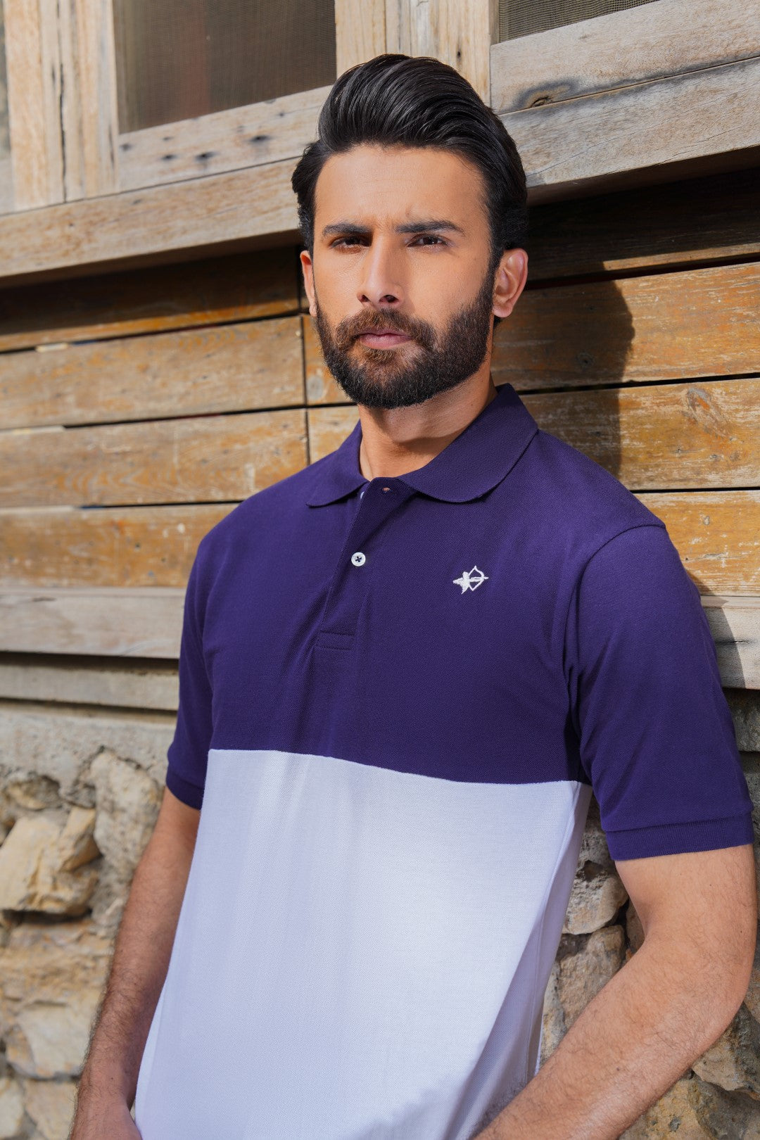 IVAR® Navy & White Duo Tone Polo