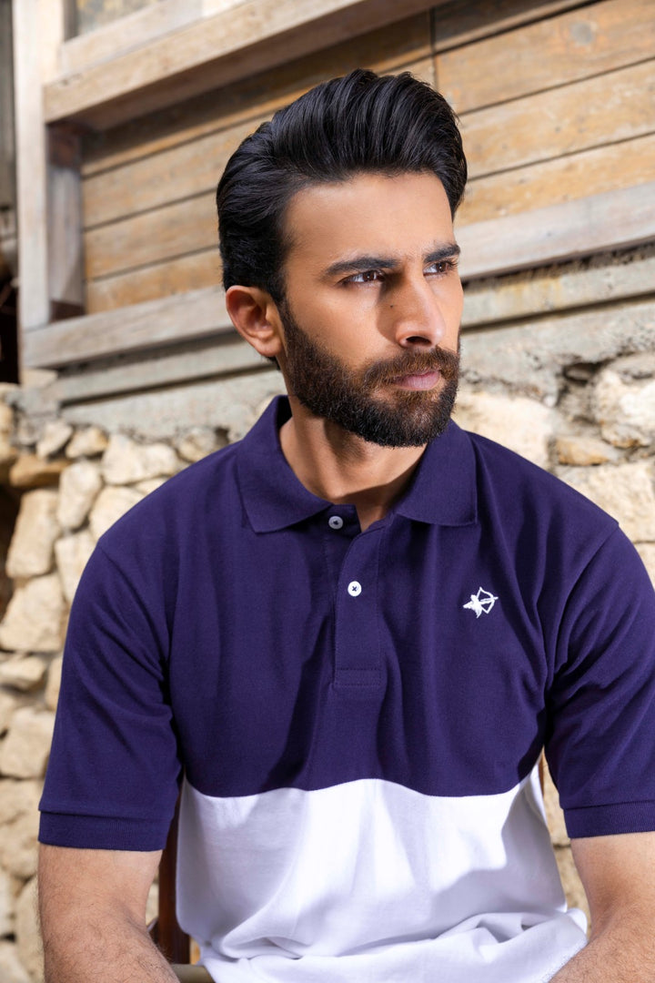 IVAR® Navy & White Duo Tone Polo