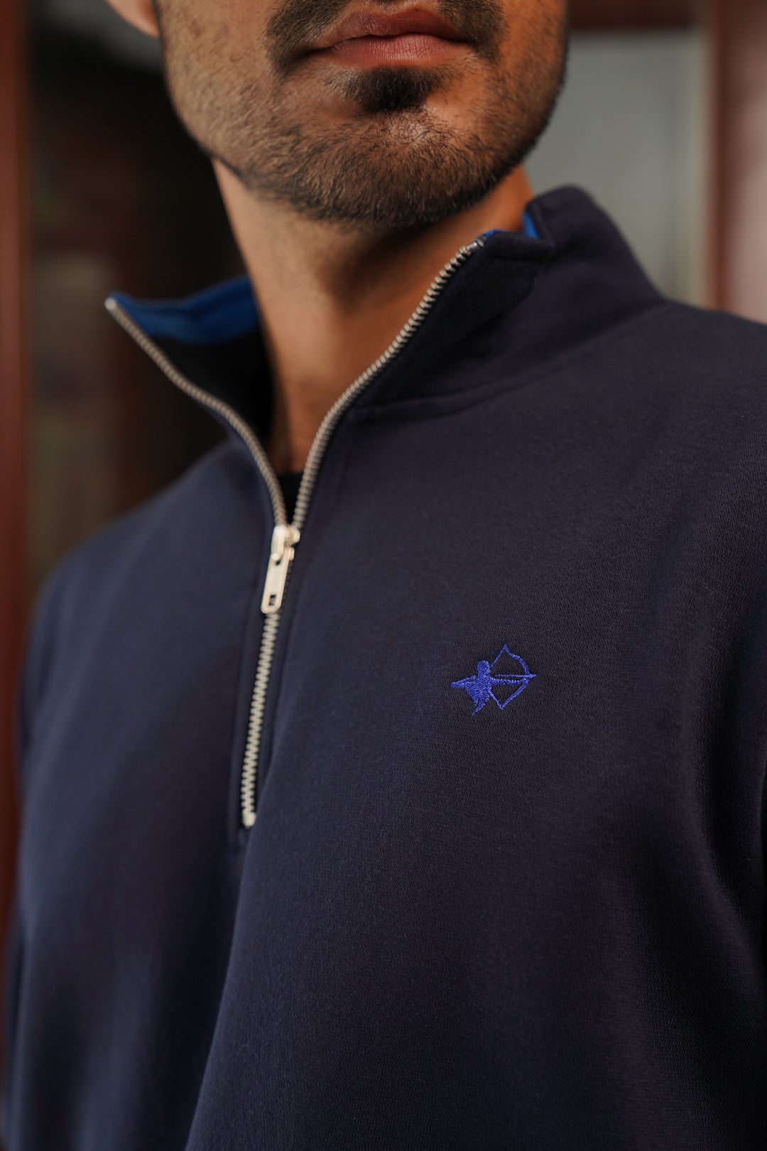 Navy Half Zipper - Premium Cotton Fleece