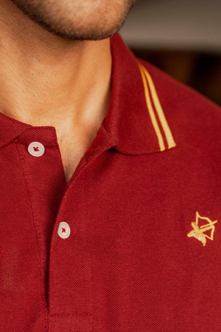 IVAR® Dark Maroon with Gold Rib Polo