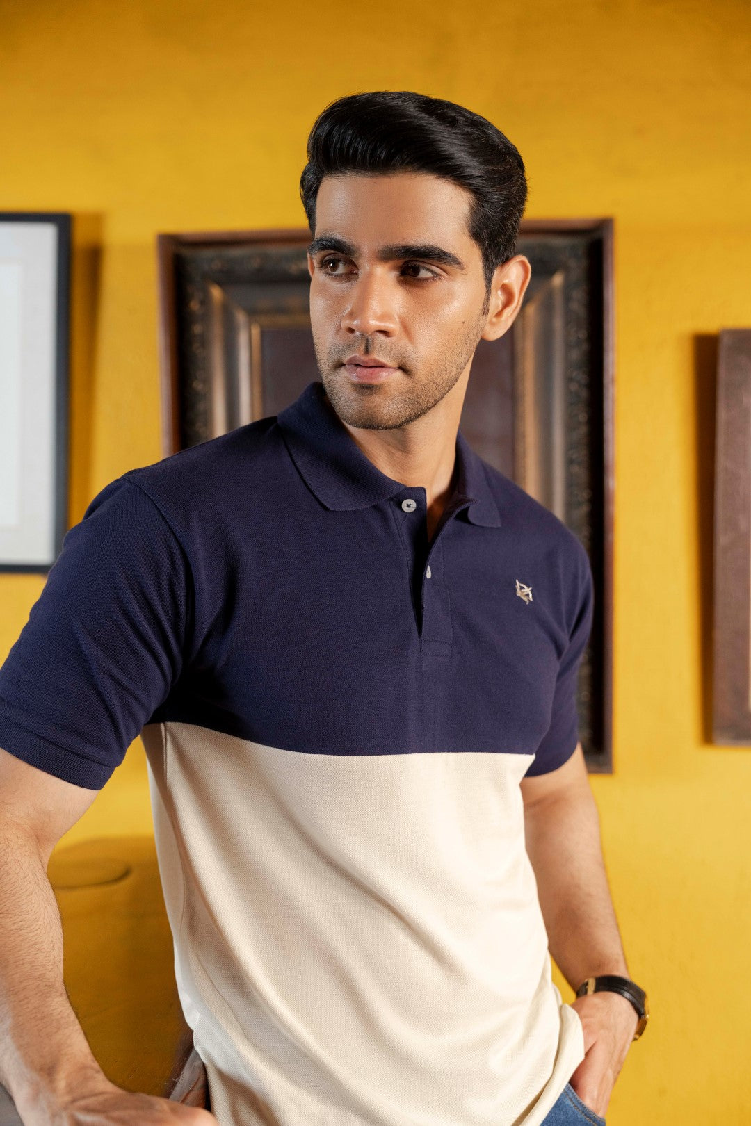 IVAR® Blue & Cream Duo Tone Polo