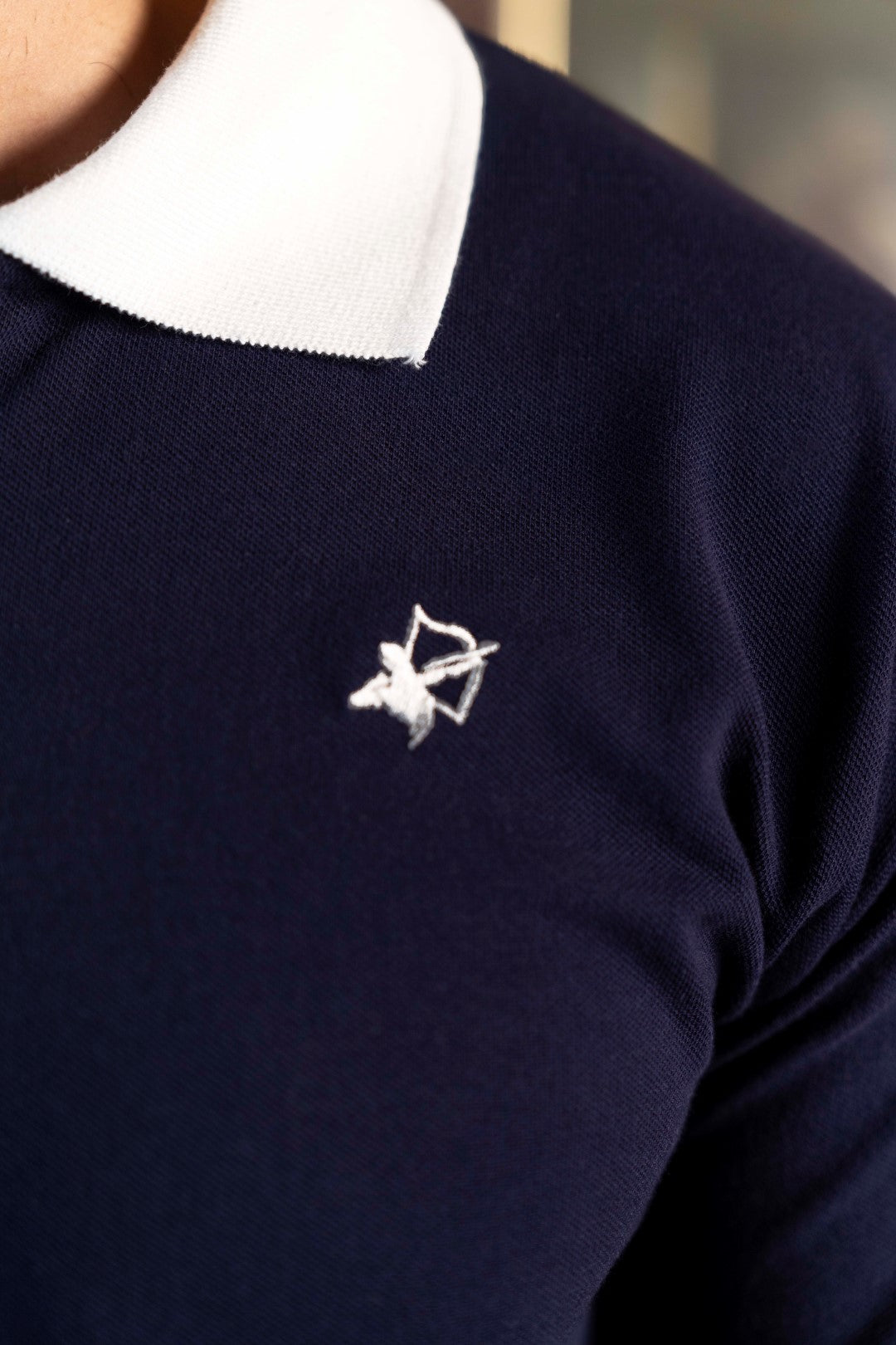 IVAR® Navy & White Zip Line Polo