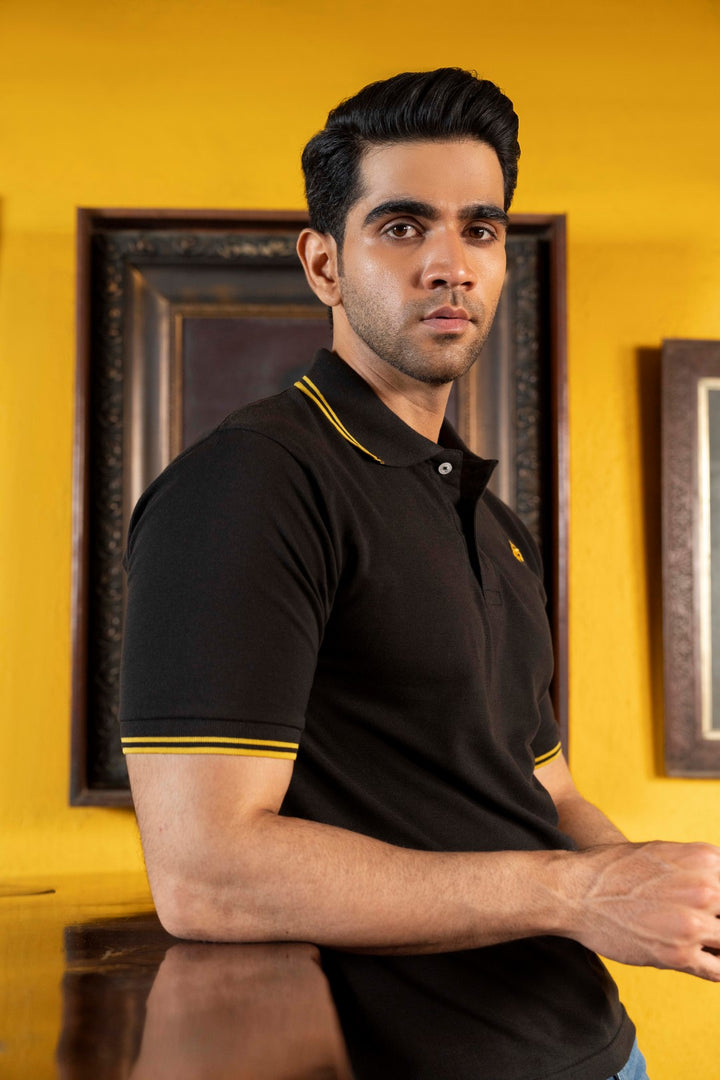 IVAR® Black with Gold Rib Polo