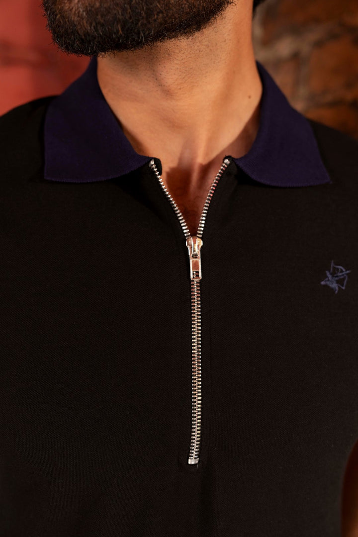 IVAR® Black & Blue Zip Line Polo