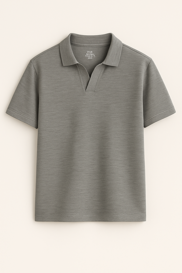 IVAR® Dusty Grey Johnny Collar Polo