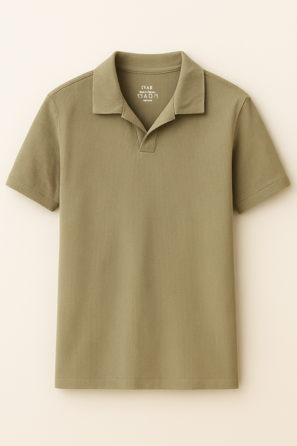IVAR® Dusty Sage Ribbed Johnny Collar Polo
