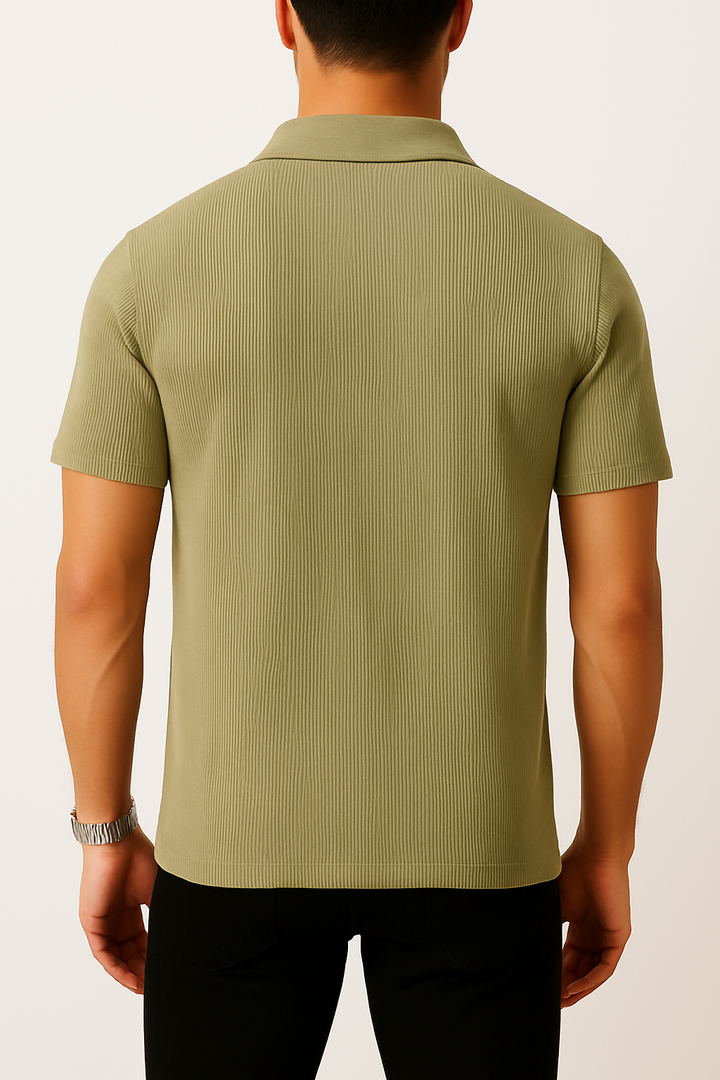 IVAR® Dusty Sage Ribbed Johnny Collar Polo