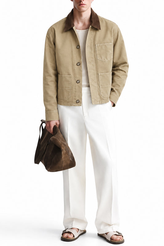 IVAR Camel Dockyard Jacket - Model Wearing Front - IVAR Clothing