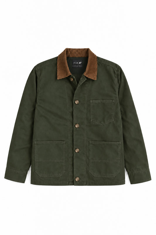 IVAR Olive Dockyard Jacket - Front View - IVAR Clothing