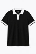 IVAR Black Drop Needle Polo - Front View - IVAR Clothing