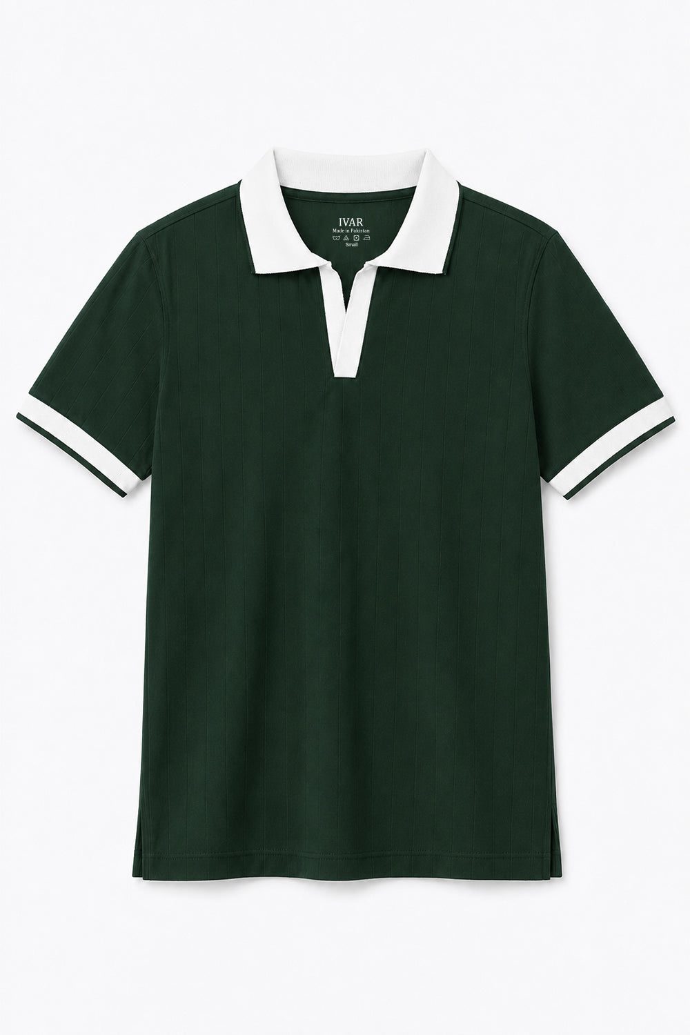 IVAR Deep Forest Drop Needle Polo - Front View - IVAR Clothing