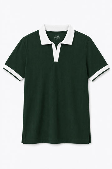 IVAR Deep Forest Drop Needle Polo - Front View - IVAR Clothing