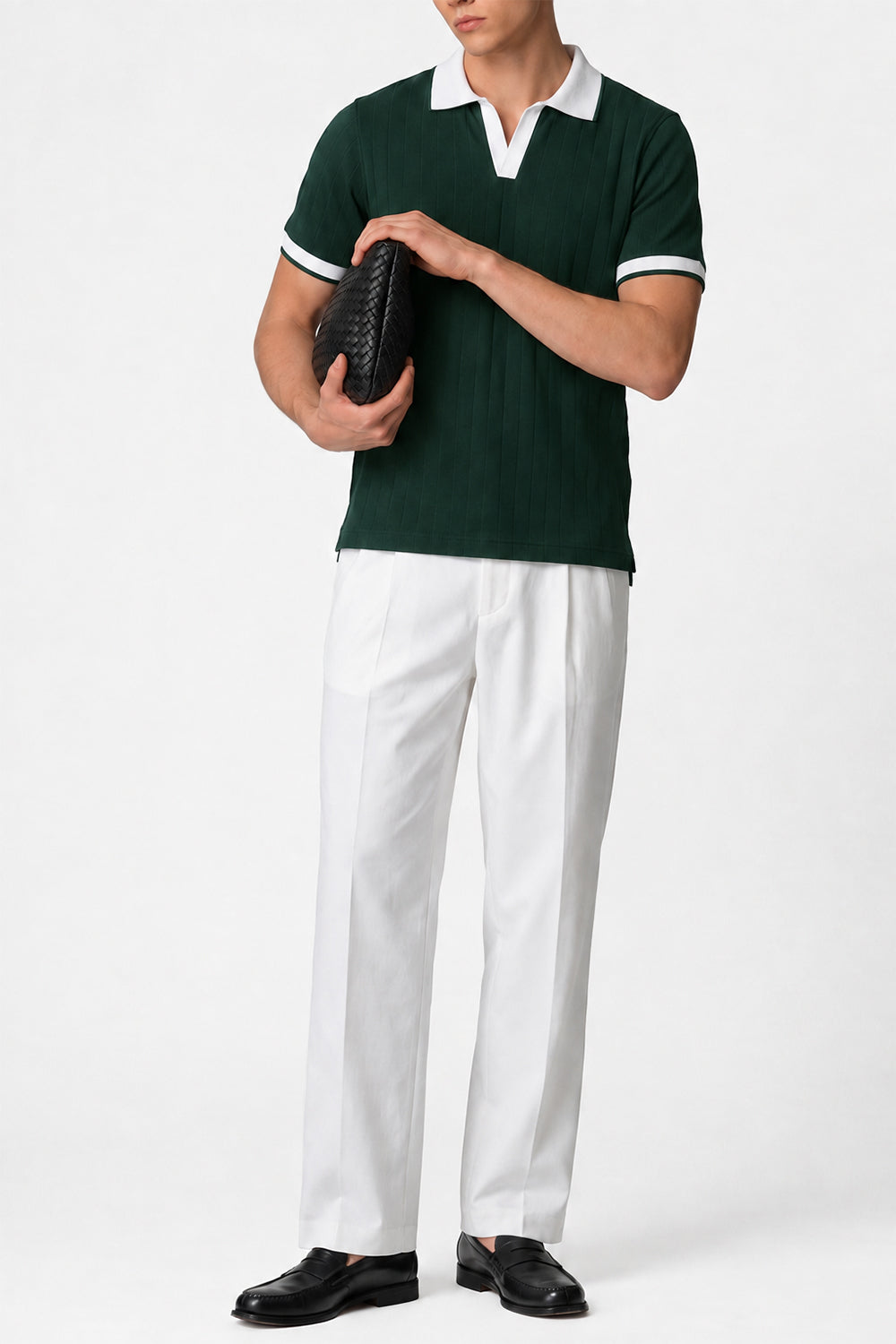 IVAR Deep Forest Drop Needle Polo - Model Wearing - IVAR Clothing