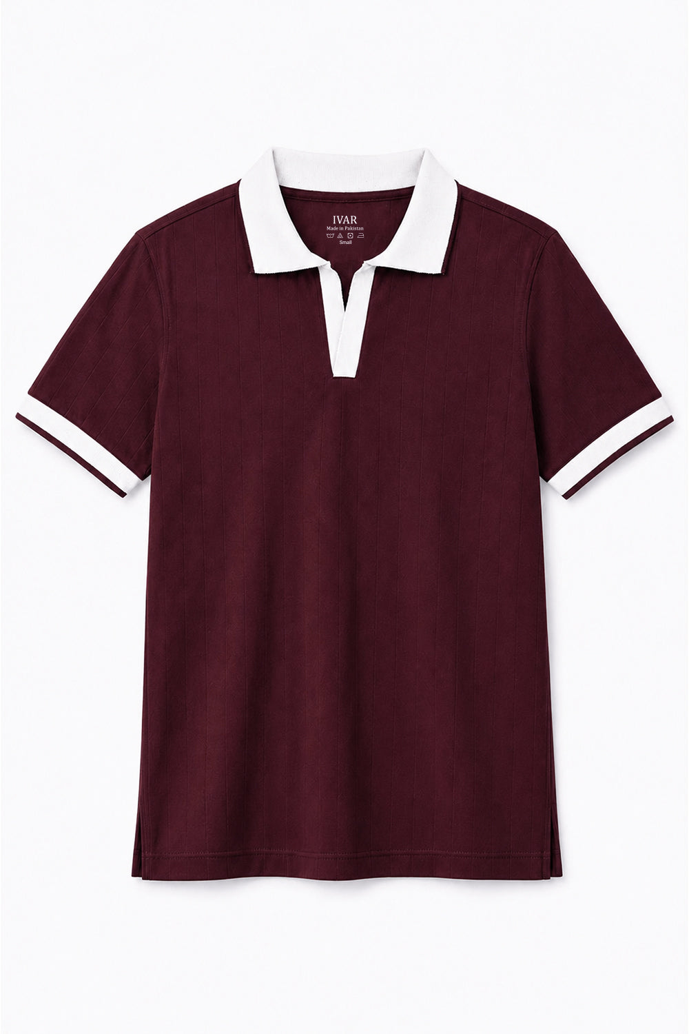 IVAR Maroon Drop Needle Polo - Front View - IVAR Clothing