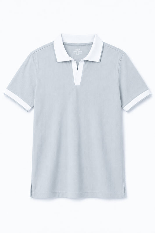 IVAR Mist Drop Needle Polo - Front View - IVAR Clothing