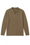 IVAR Brown Dropneedle Full Sleeve Polo, flat lay front view